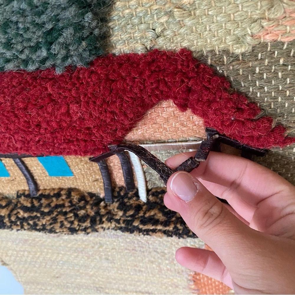 VTG 70s Mexican Wool Wall Hanging Tapestry Boho Landscape 3D Textures 22”x33” - Picture 5 of 15